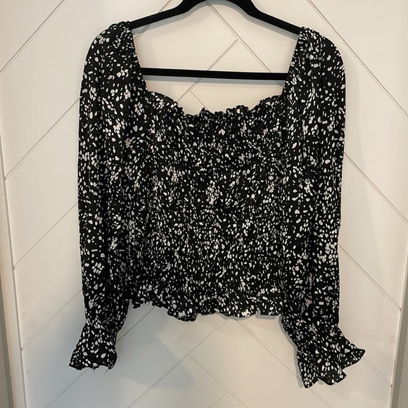 a new day | Black Polka Dot Long Sleeve Blouse - Picture 2 of 4